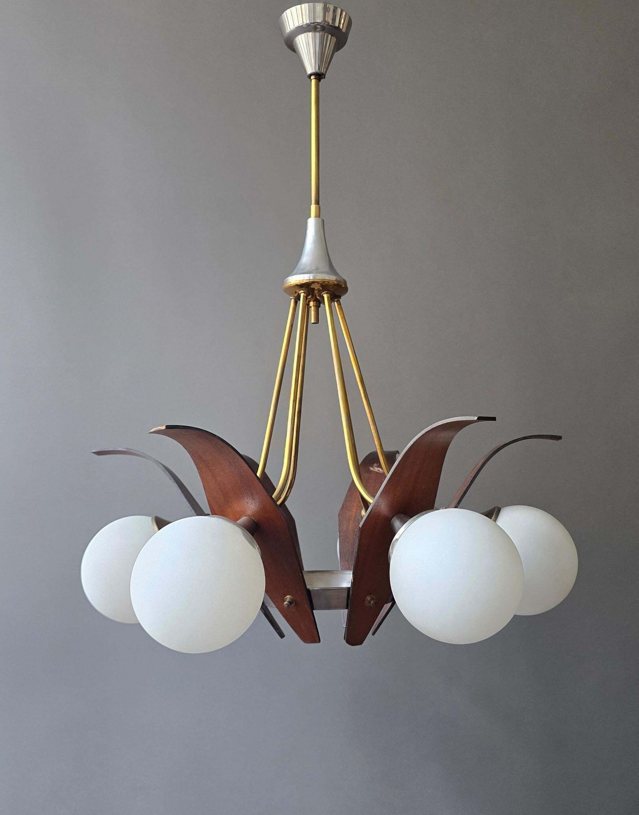 Sculptural Mid Century Italian Chandelier, Circa 1950s photo for sale