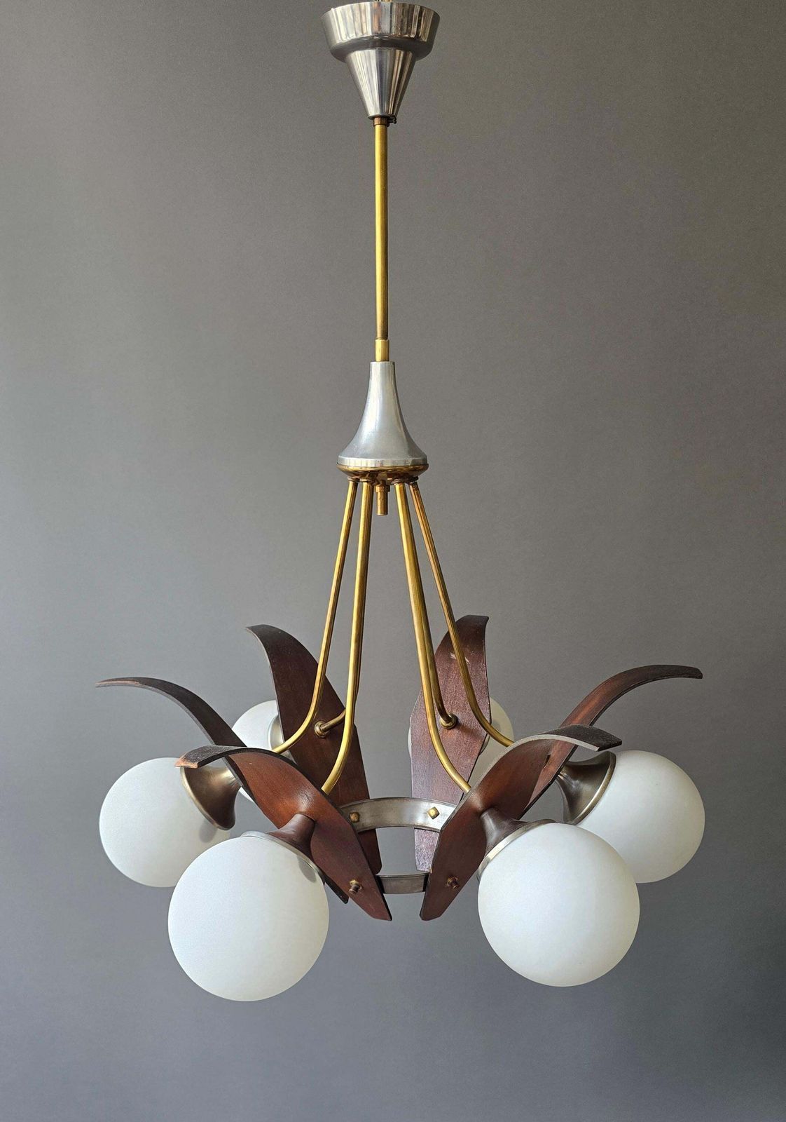 Sculptural Mid Century Italian Chandelier, Circa 1950s photo Lighting