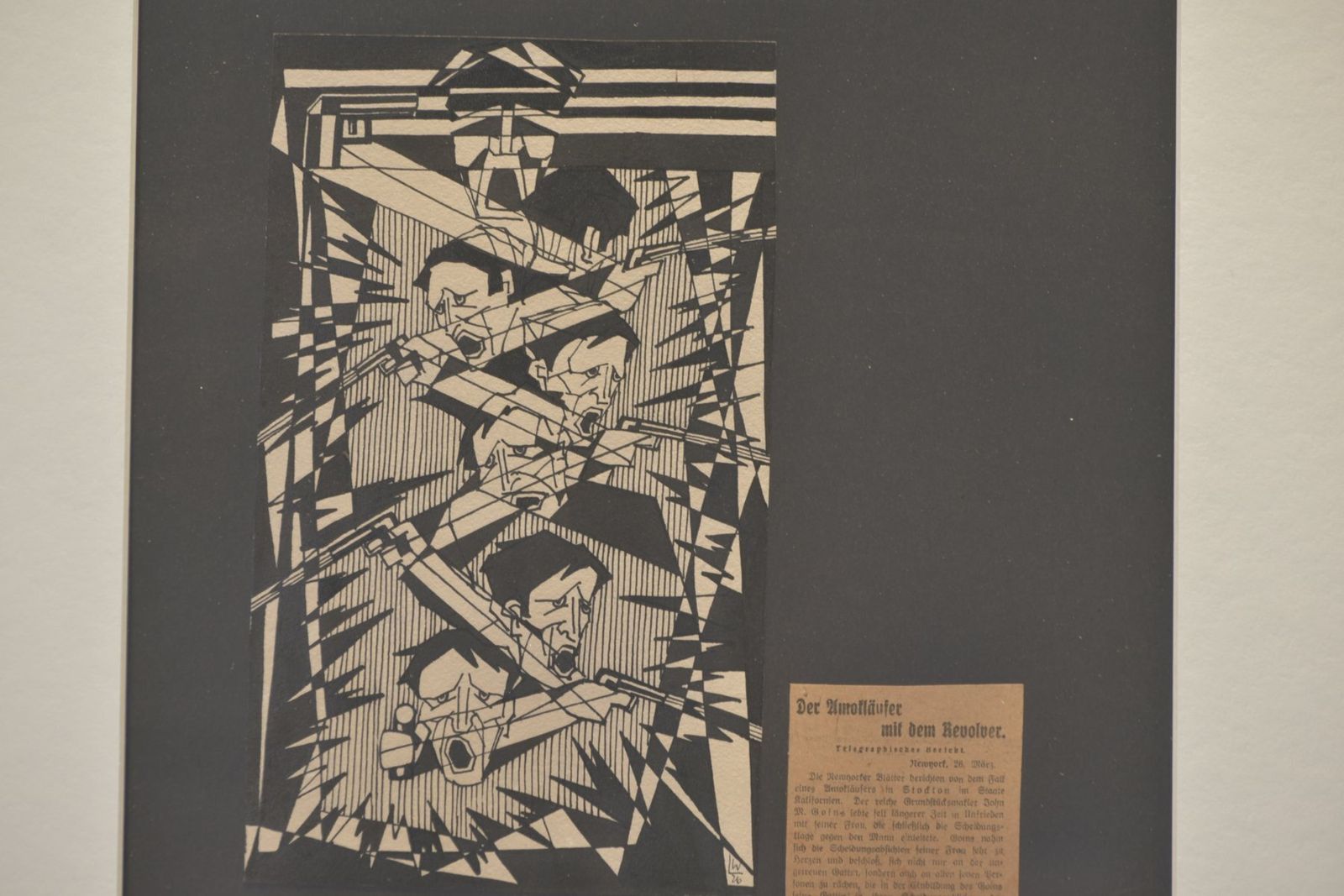 The Gunman With The Revolver, Ink Drawing, 1927 photo vintage