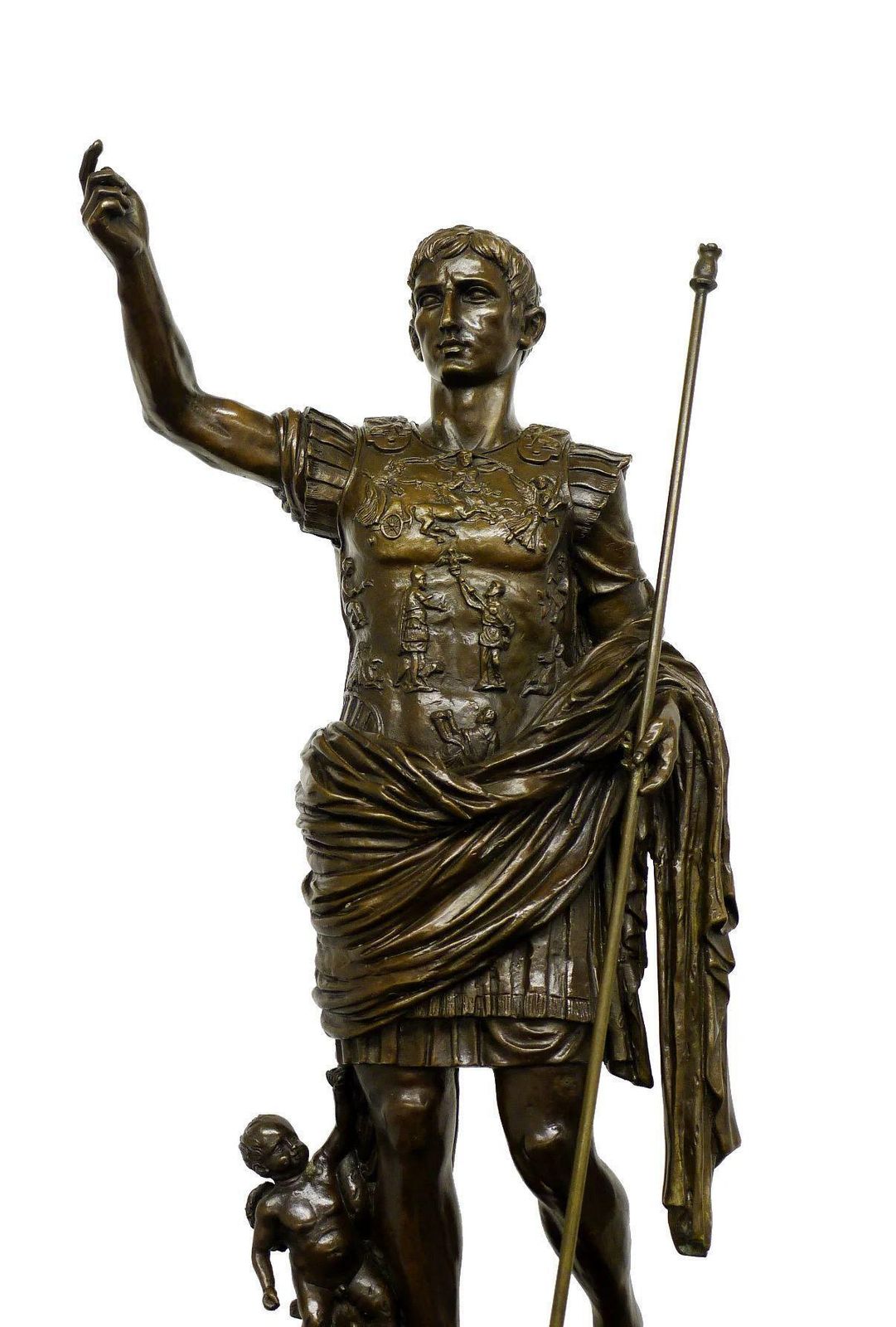 Bronze Statue Of Emperor Augustus, Roman Imperial Sculpture photo for sale
