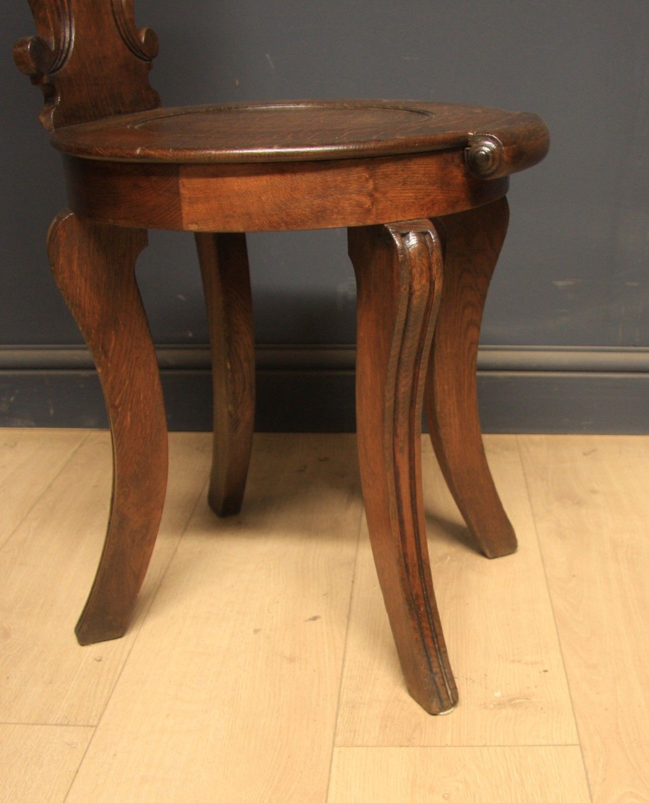 Antique Victorian Oak Pair Of Hall Chairs photo 395.0