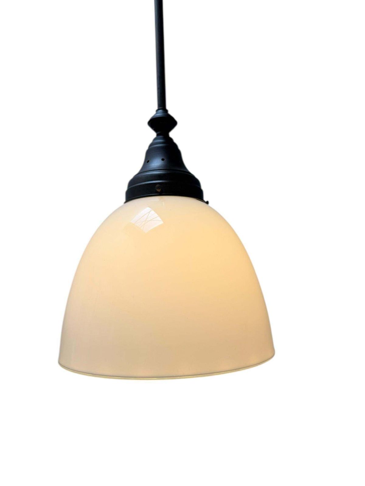 Art Nouveau Pendant Lamp With Ultra Rare Milk Glass Shade, 1900s photo Lighting
