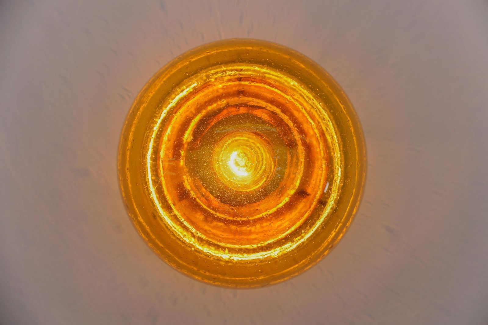 photo furniture Pair Of Amber Gold With Air Bubble Inclus Wall Lamps / Flush Mount Lights, 1960s