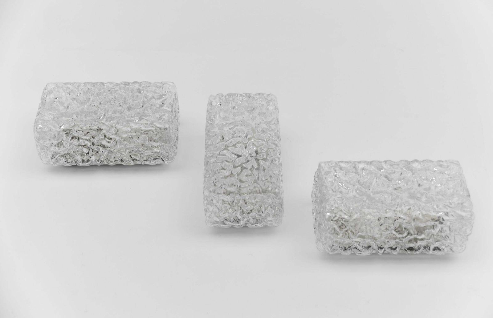 Set Of 3 Petit Glass Wall Lamps Or Flush Mounts By Limburg, 1960s Germany photo furniture