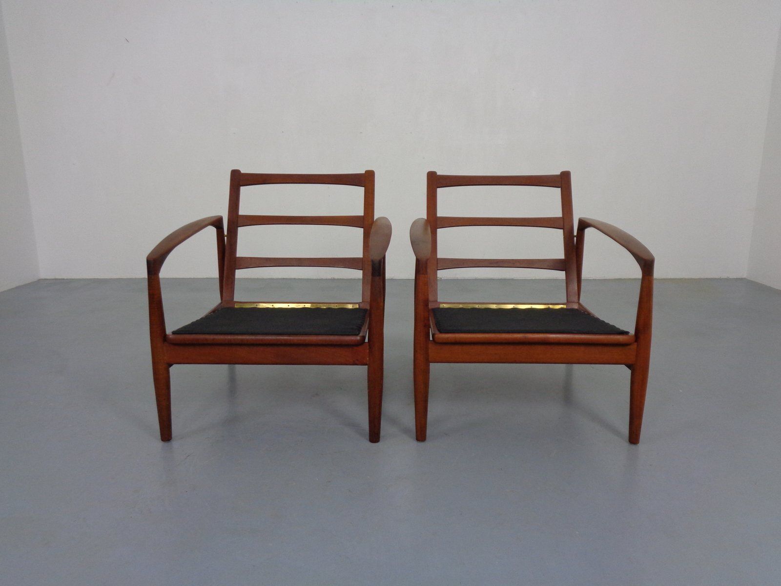 photo vinterior Goldfeder Teak Armchairs From Carl Straub, Germany, 1950s, Set Of 2