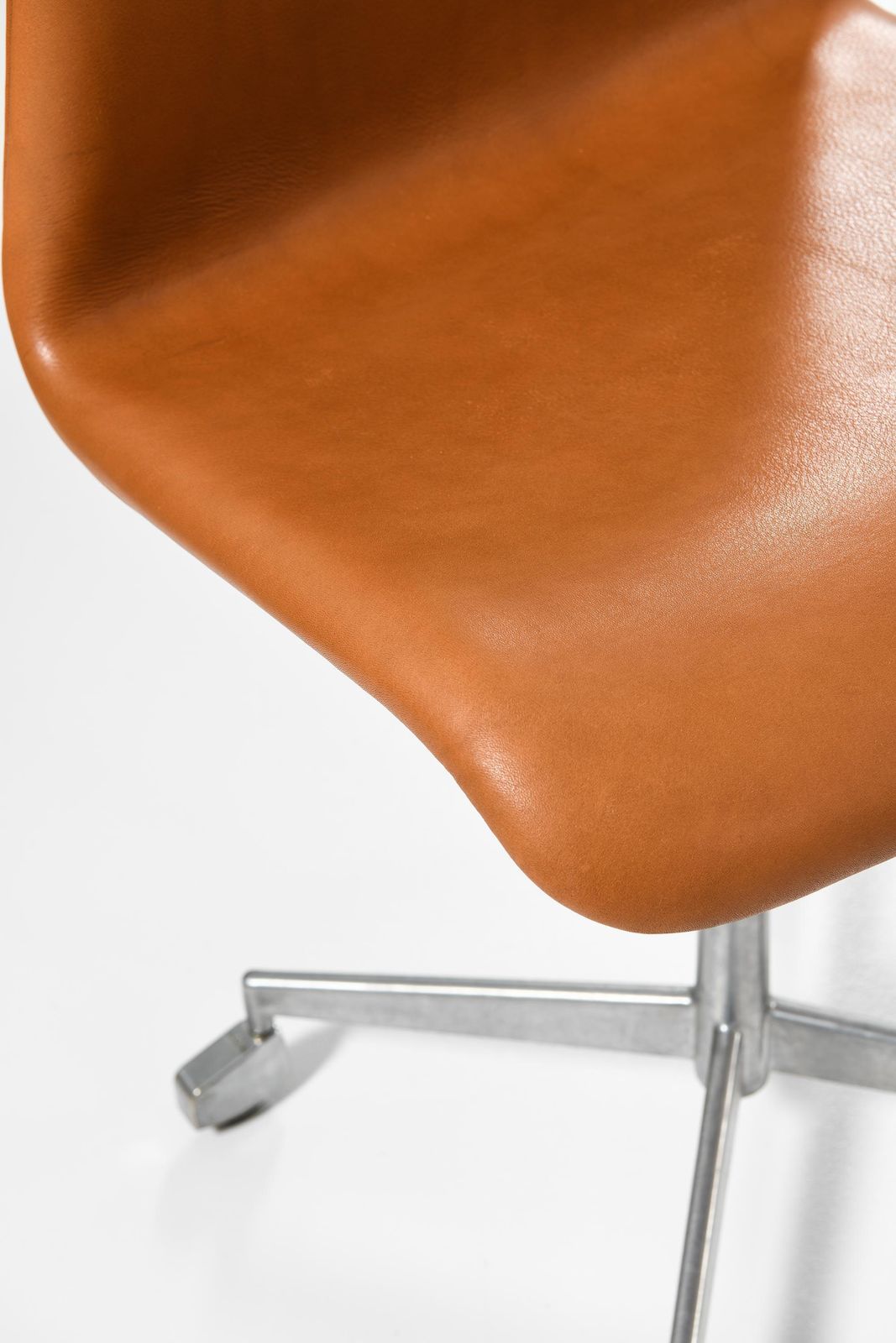 Height Adjustable Office Chair In Leather And Steel, 1960s photo vinterior