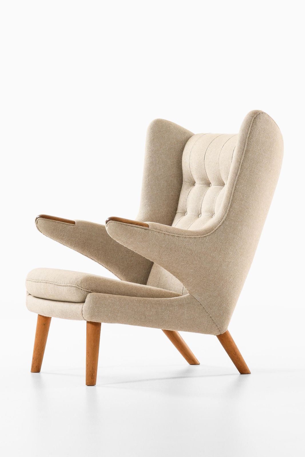 Easy Chair In Wool And Oak By Hans Wegner, 1950s photo for sale