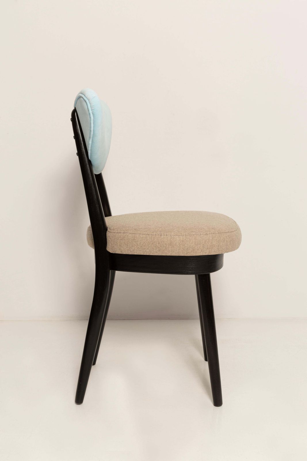 Mid Century Beige Blue Mixed Wool Heart Chair, Europe, 1960s photo for sale