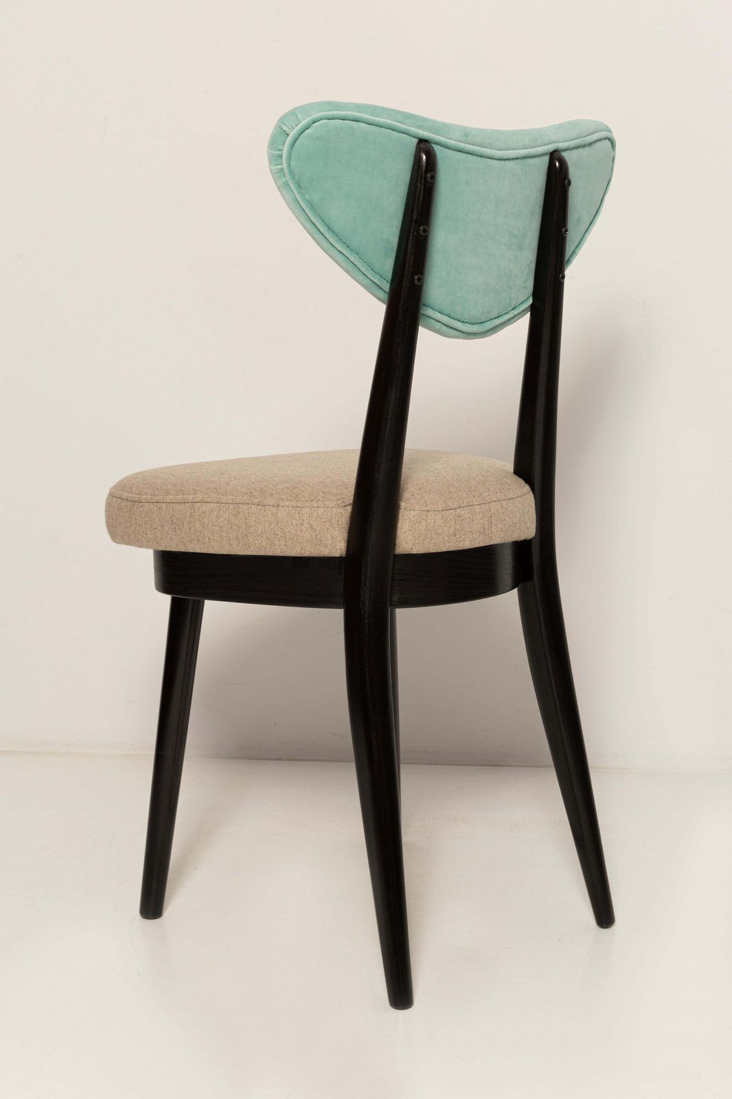 photo for sale Mid Century Beige Green Mixed Wool Heart Chair, Europe, 1960s
