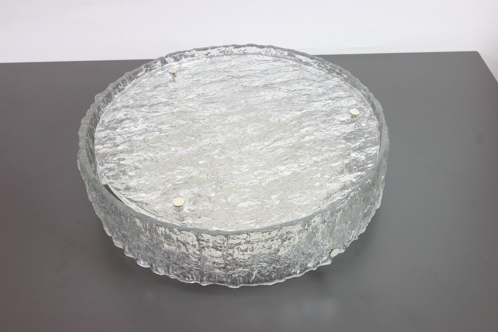 1 Of 2 Large Murano Glass Flushmount Fixture By Kaiser, Germany, 1960s photo vinterior