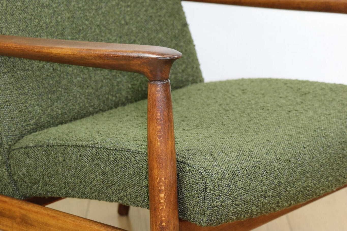 Gfm 64 Armchair, Designed By Edmund Homa, 1960s, Olive Green Bouclé   2 Pieces Available photo furniture