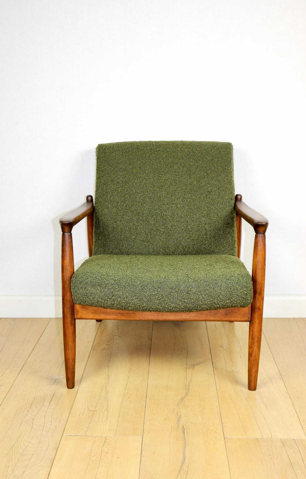 Gfm 64 Armchair, Designed By Edmund Homa, 1960s, Olive Green Bouclé   2 Pieces Available photo Furniture