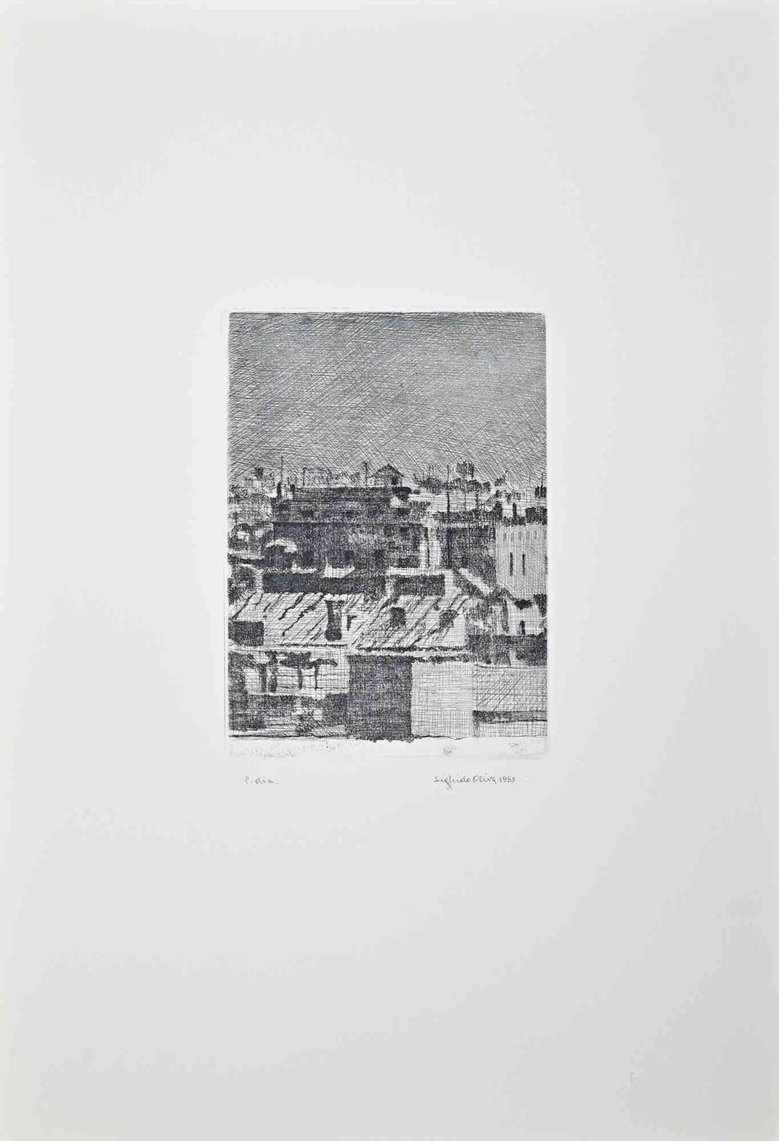 Sigfrido Olivaview Of Rome   Etching By Sigfrido Oliva   19951995