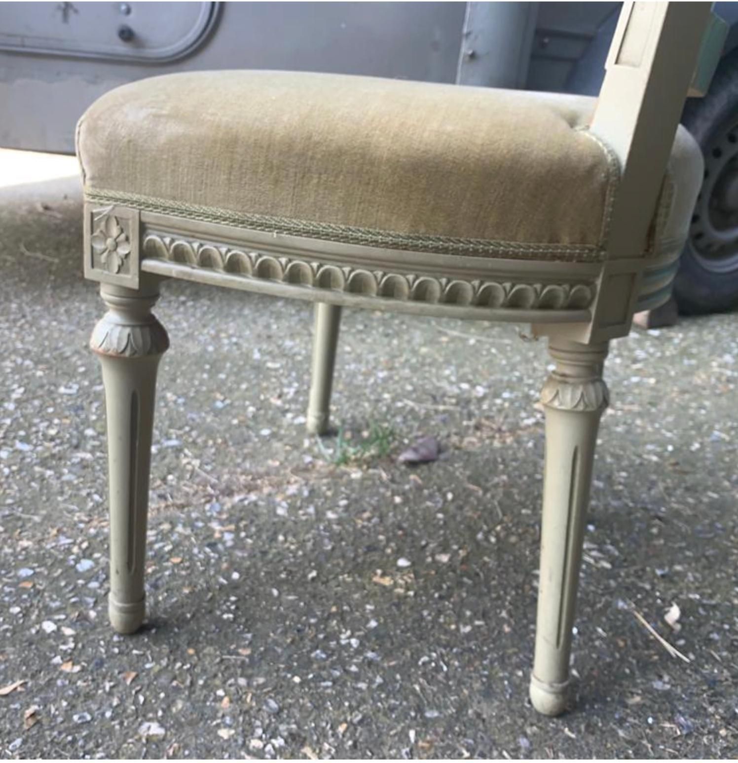 Swedish Gustavian Square Back Dining Chairs Grey Green Set Of Six, 20th Century photo 4899.0