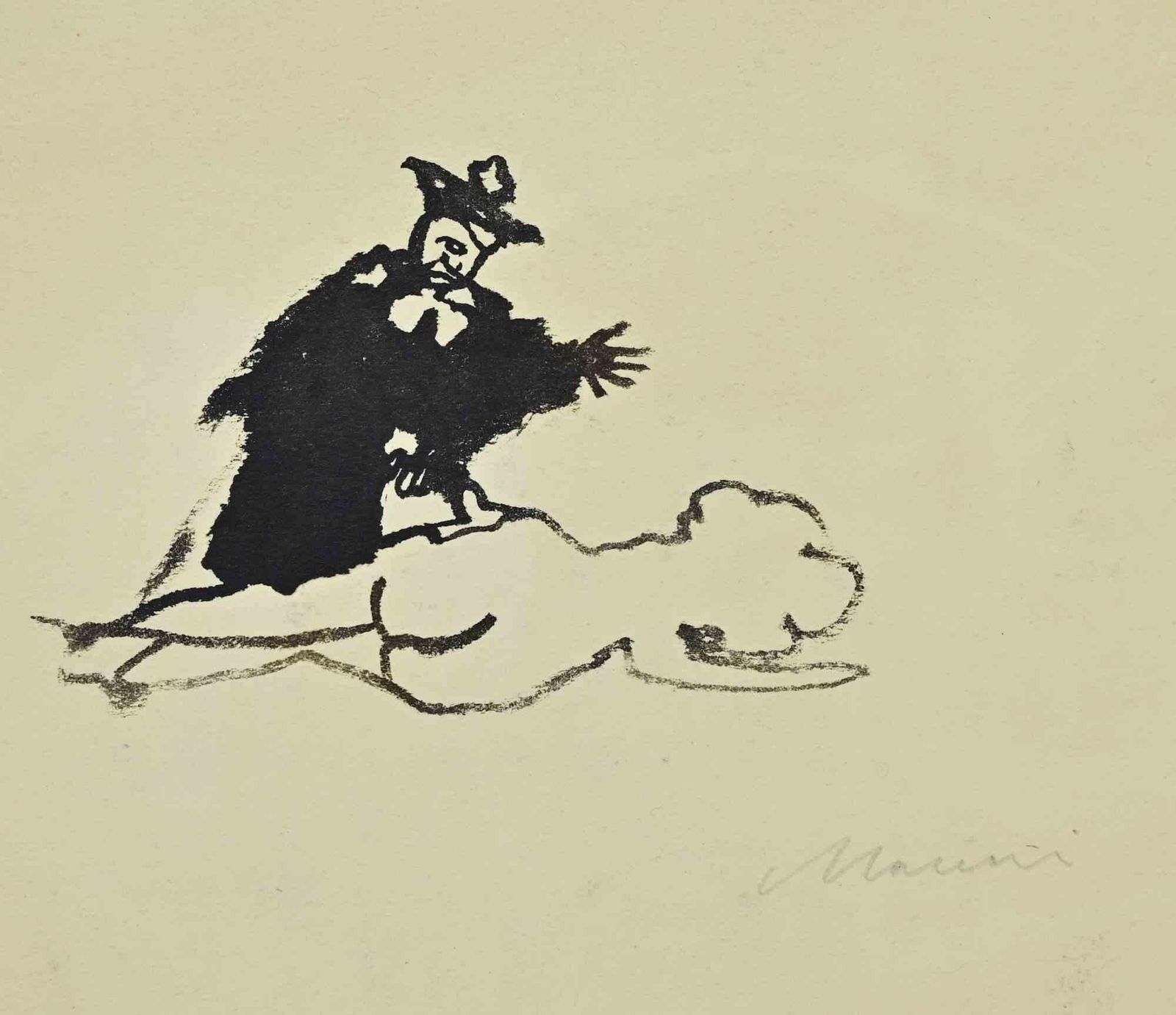 Mino Maccarithe Judge And The Woman   Drawing By Mino Maccari   1950s1950s