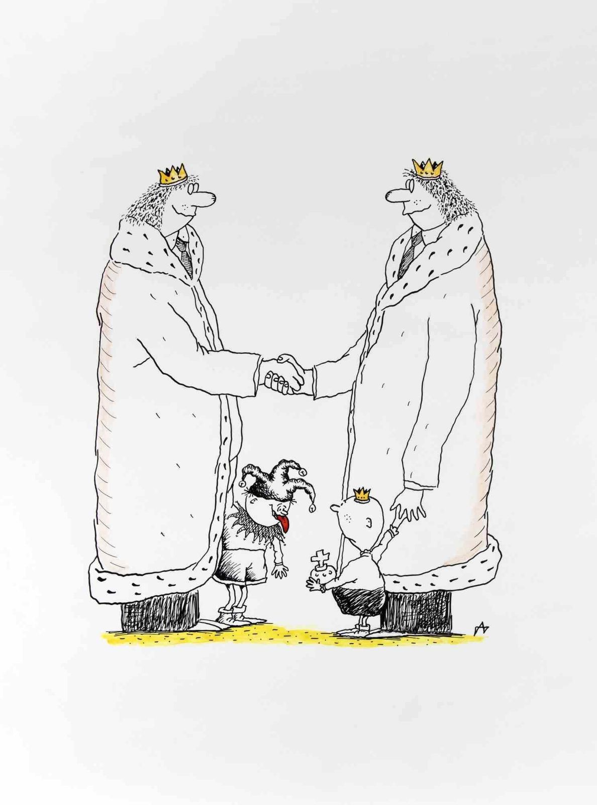 Alexandr Dubovskythe Two Kings And Their Babies   Drawing By Alexandr Dubovsky   1980s1980s