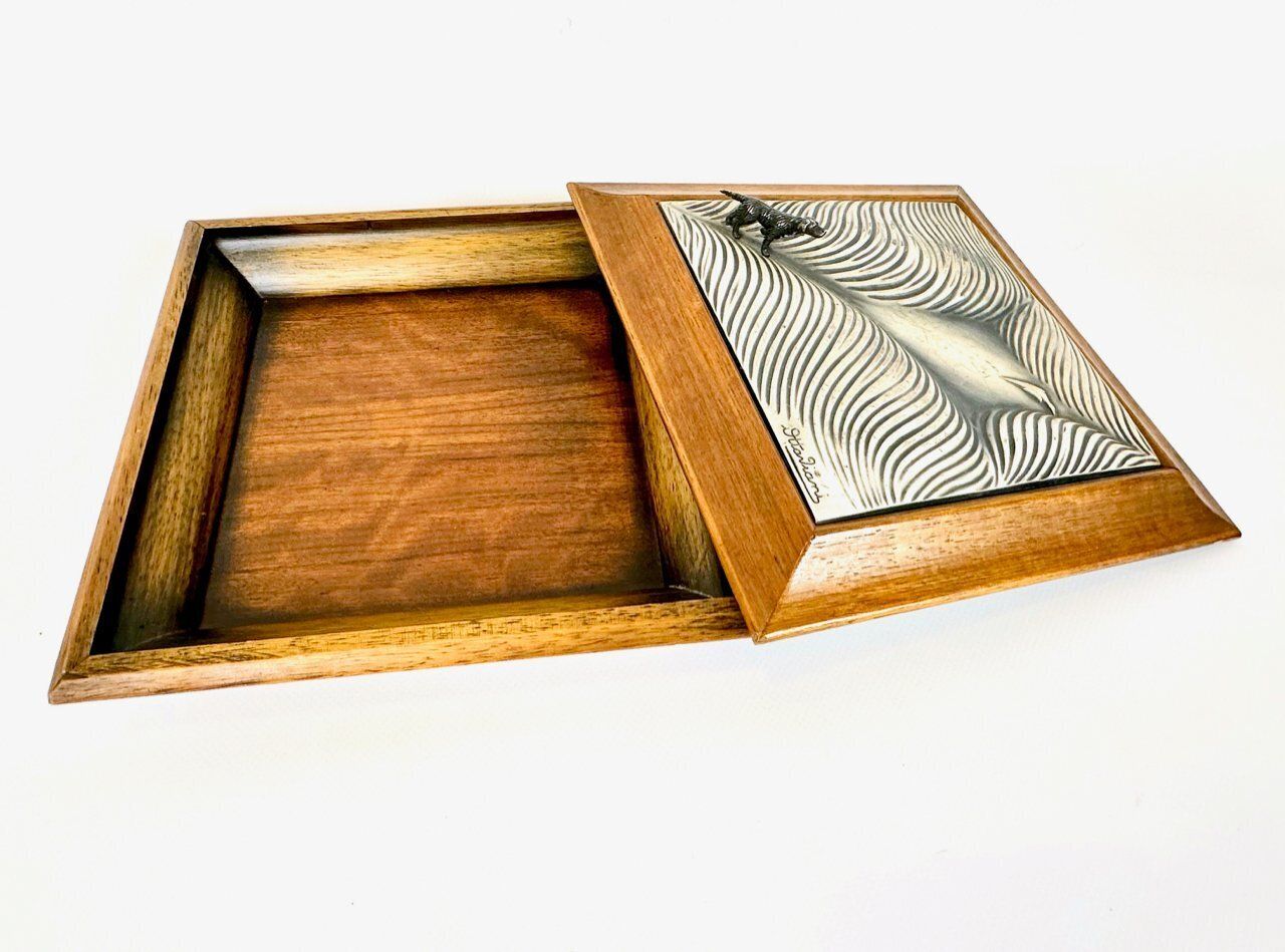 Mid Century Modern Italian 925 Silver Jewelry Box With Hunting Dog From Ottaviani, 1960s photo vintage