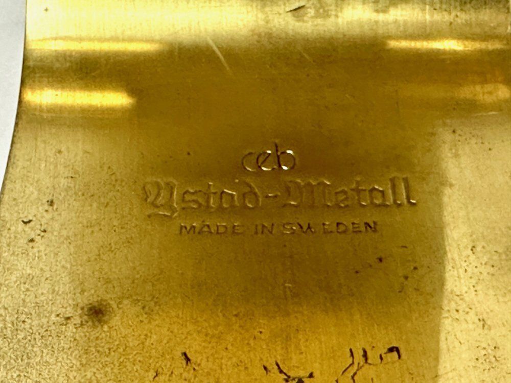 1307.0 Swedish Brass Candleholder By Carl Einar Borgström For Ystad Metall, 1940s, Set Of 2 photo