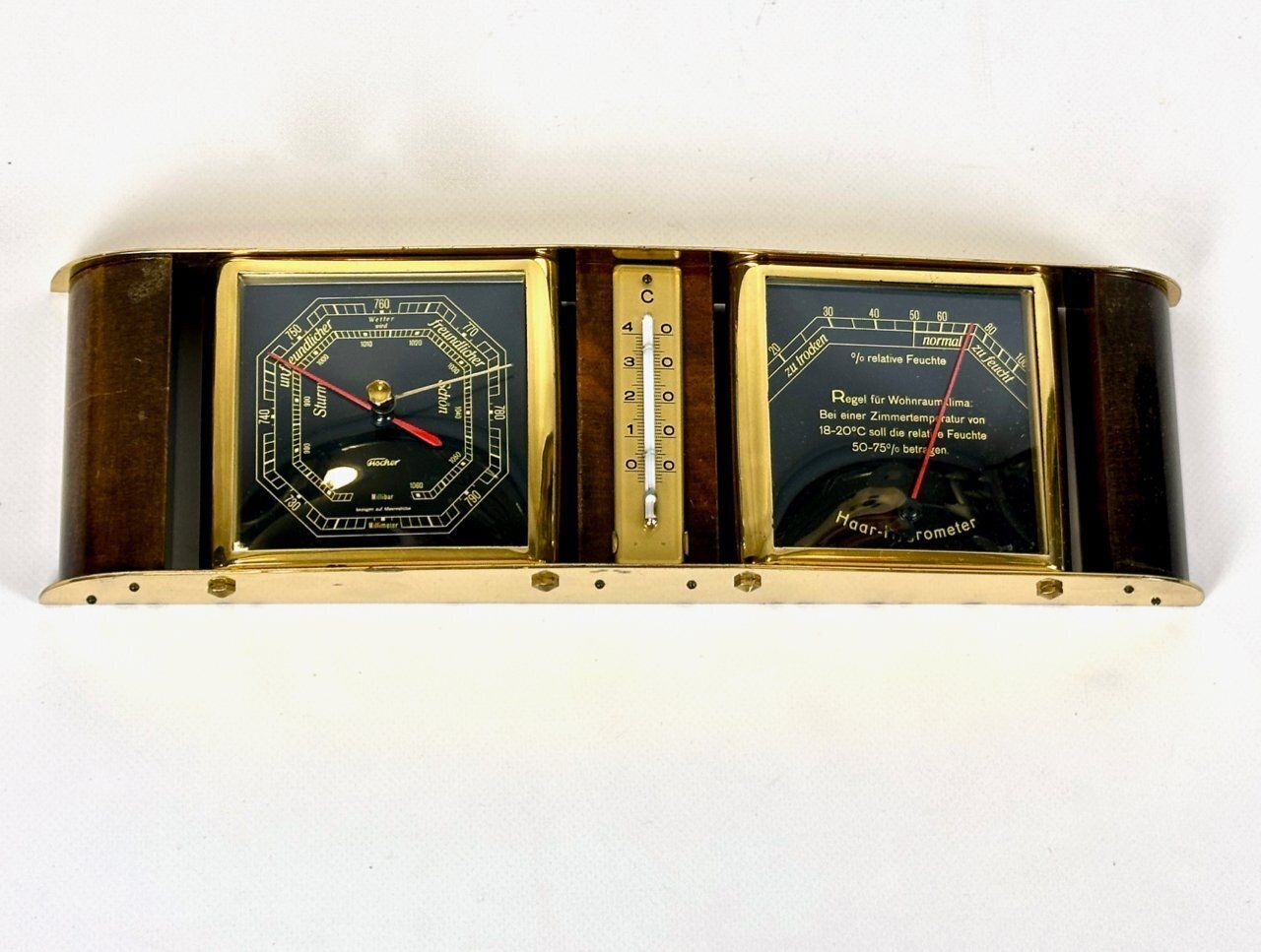 Art Deco Walnut And Brass Fischer Weather Station, 1940s photo furniture