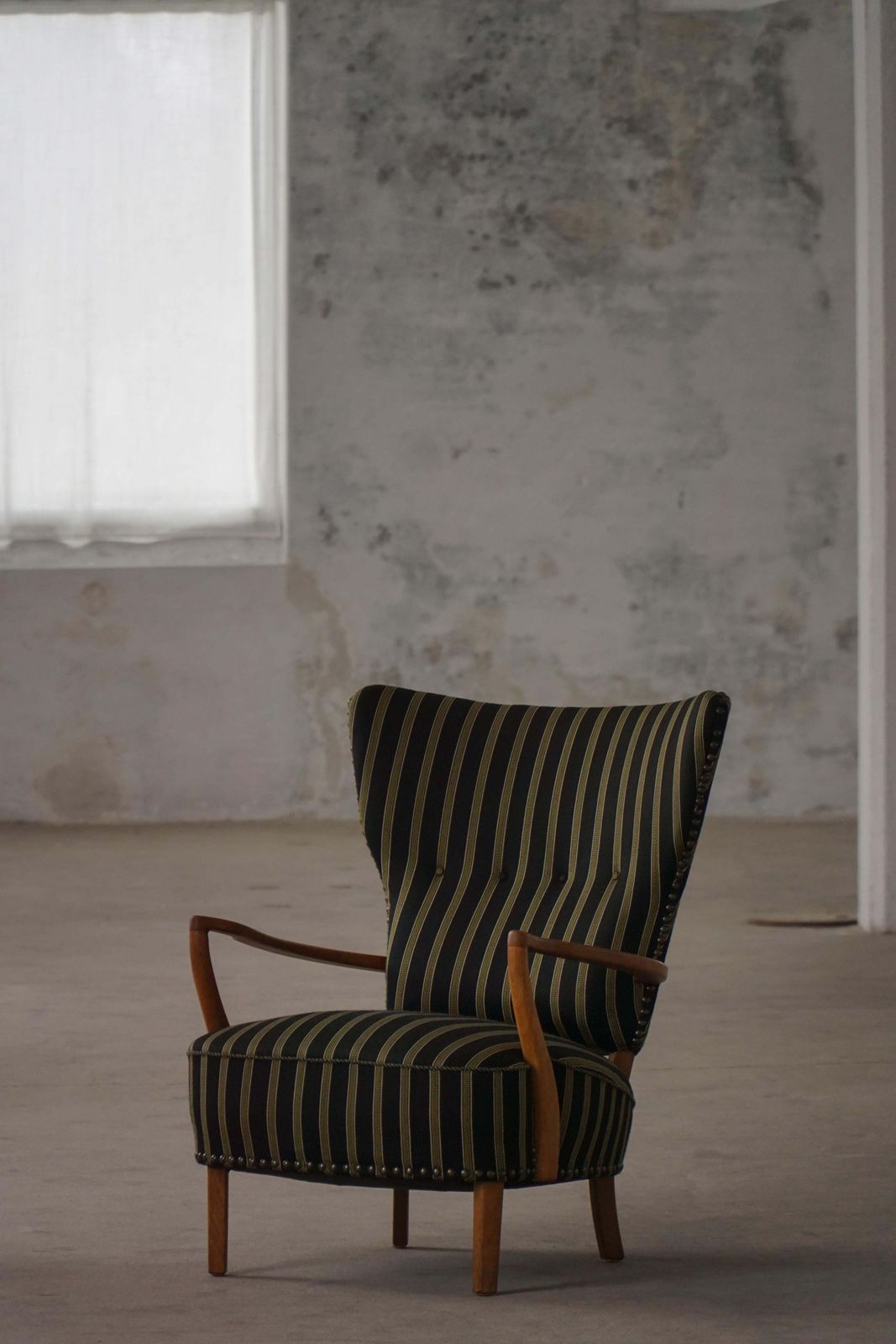 Danish Mid Century Modern, Wingback Lounge Chair In Oak, Viggo Boesen, 1950s photo for sale