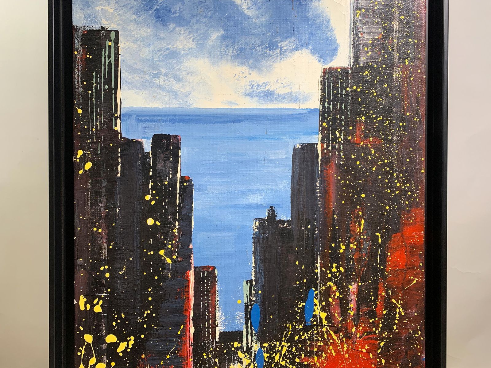 Christian Claerbout Expressionist New York Cityscape Painting, Signed photo Art