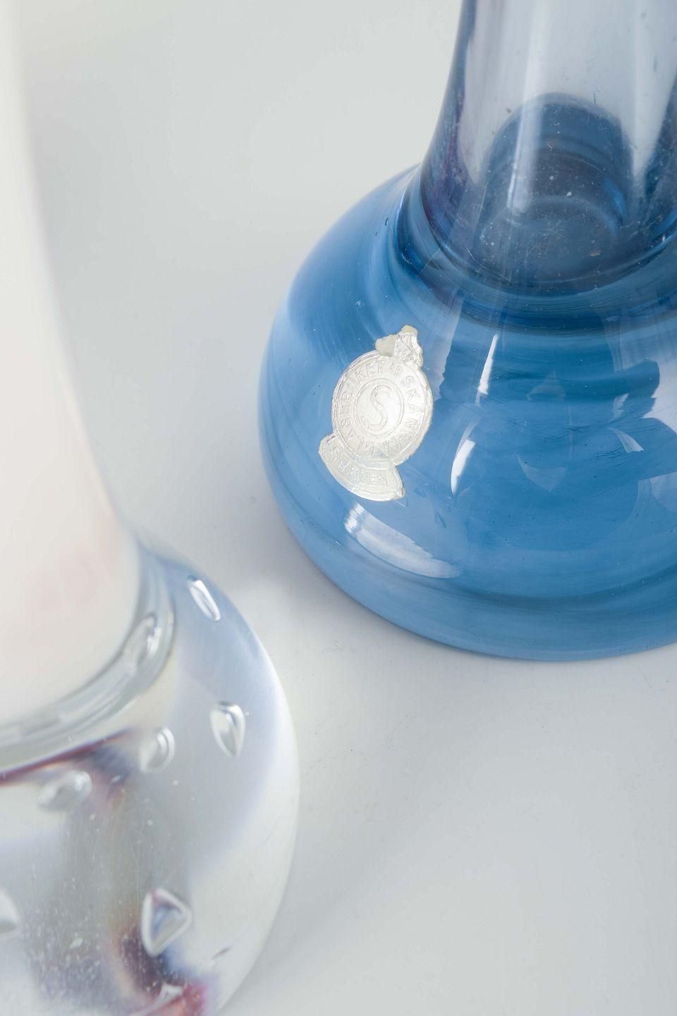 Mantorp Glasbruk & Skånska Glasbruket. Set Of Three Sculptural Glass Vases. photo Home Decor