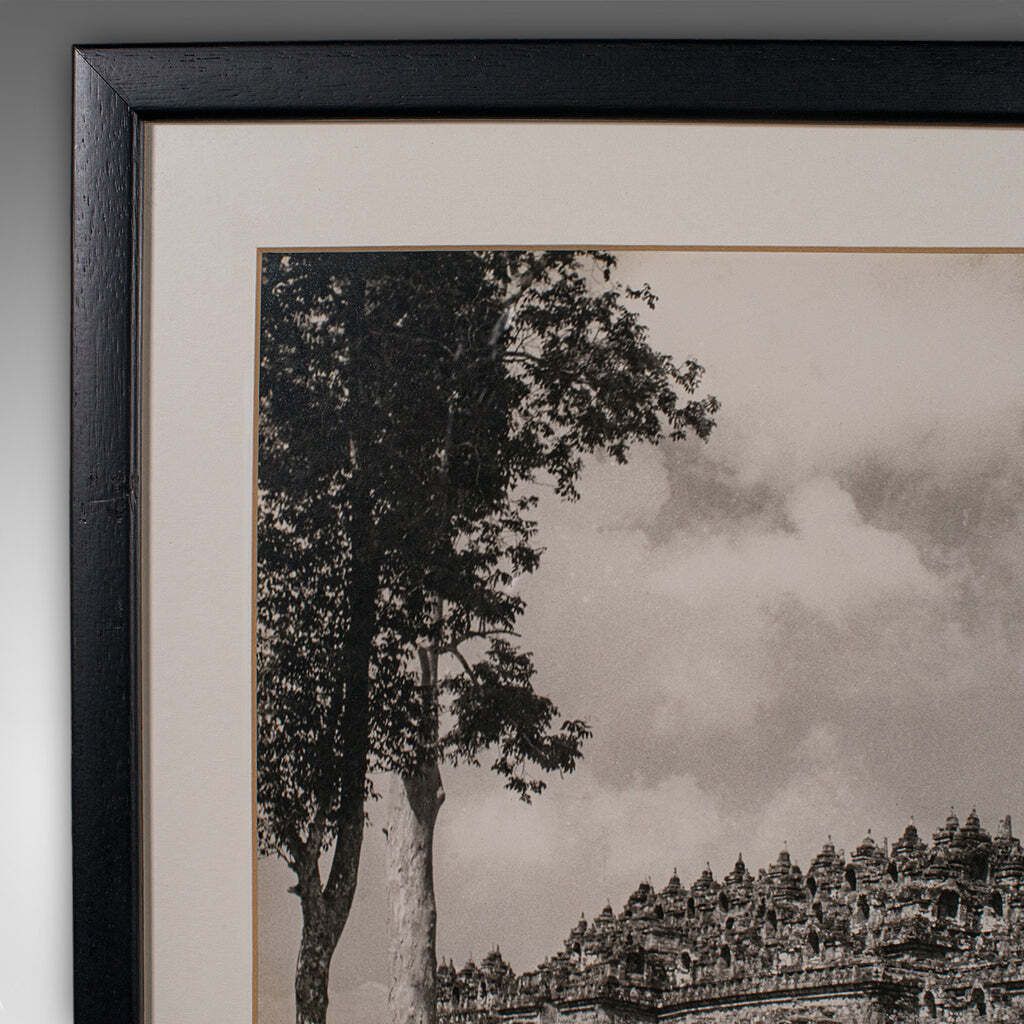 Vintage Photograph, Borobudur Shrine, Oriental, Monochrome, Java, Mid Century photo Art