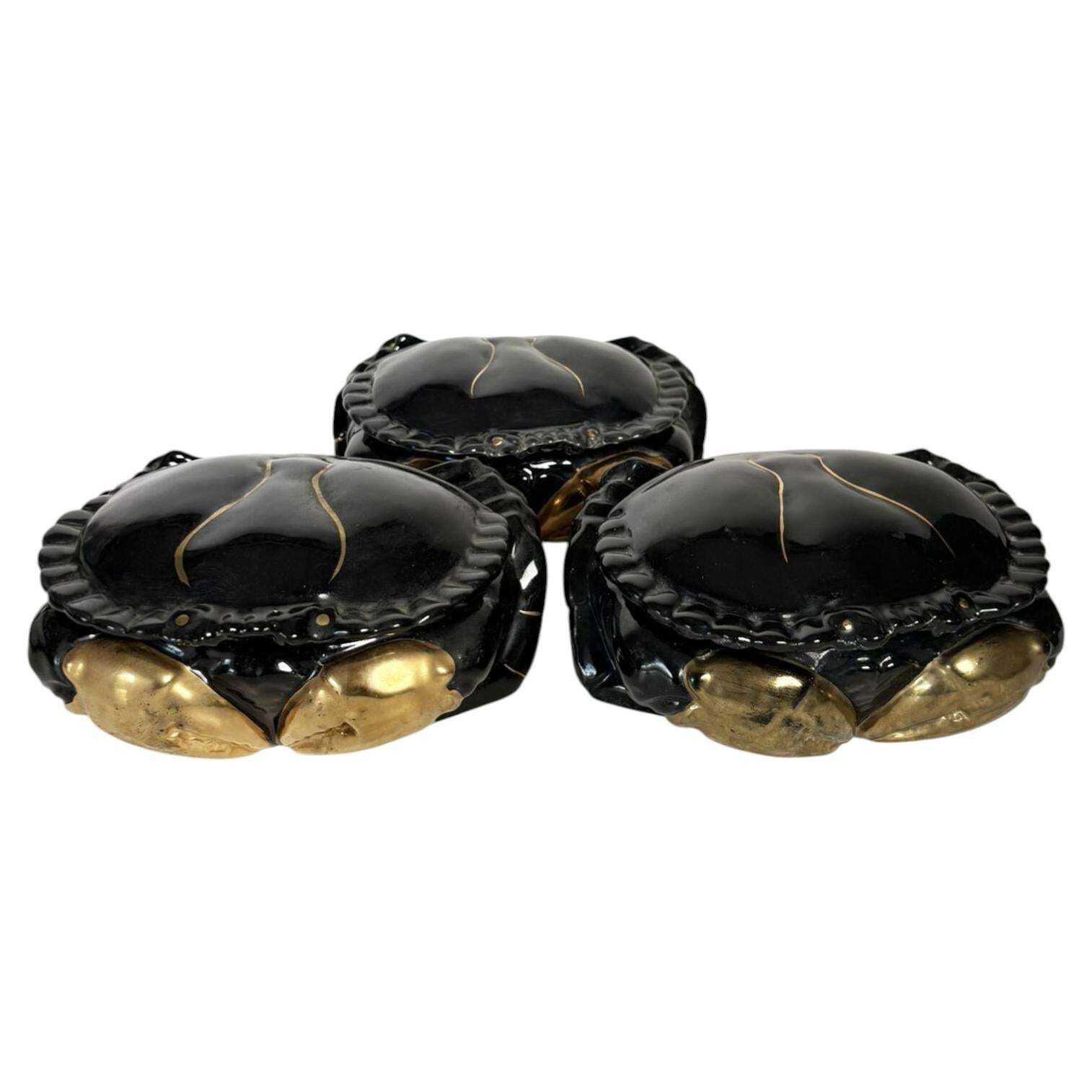 Set Of 3 Crab Shapes In Ceramic, Empty Pocket, France, 1970