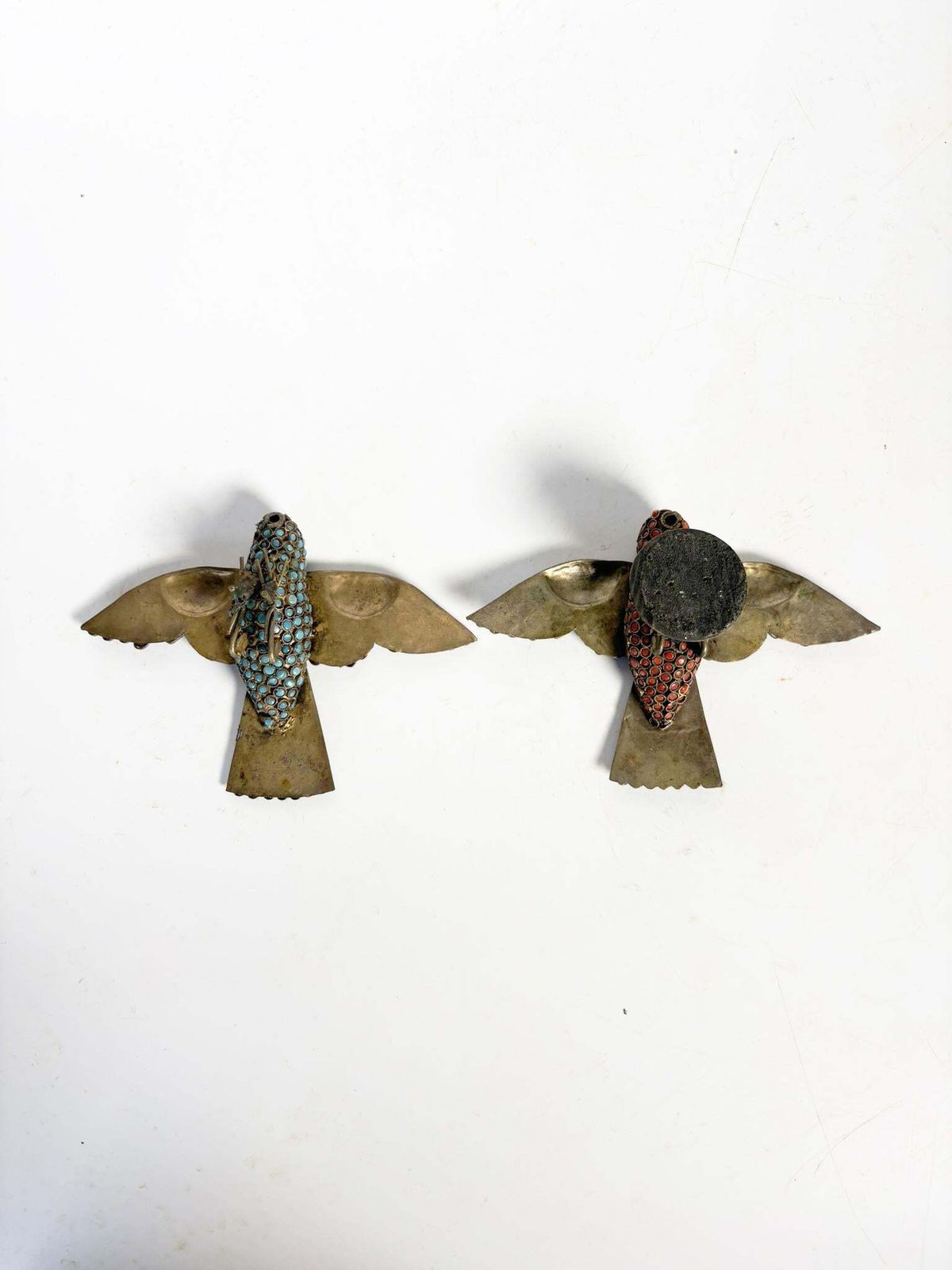 Pair Of Brass Small Decorative Brass Birds Figurines, France, 1950 photo vintage