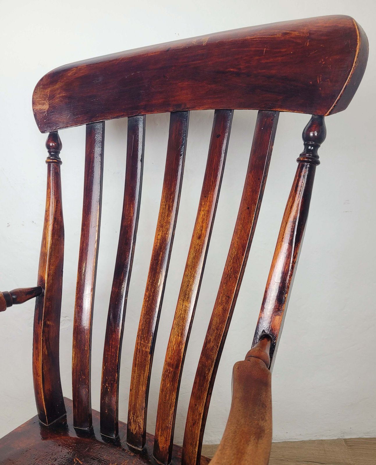 Victorian Kitchen Armchair 19thc Slatback Farmhouse photo 290.0