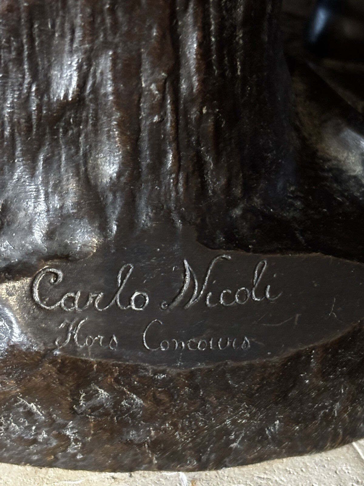 Large Antique Bronze, "Le Travail" By Carlo Nicoli, Italian 1843 15. Impressive photo buy