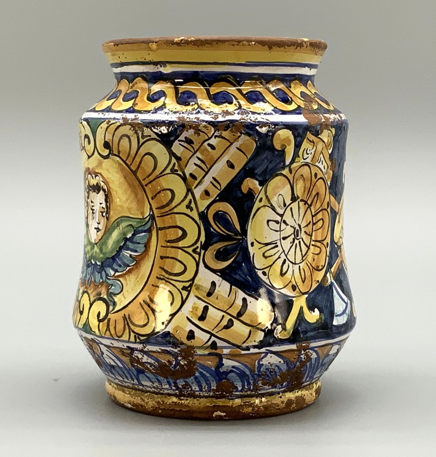 Large Italian Majolica Albarello Pharmacy Wet Drug Jar 18th/19th Century Faience photo vinterior