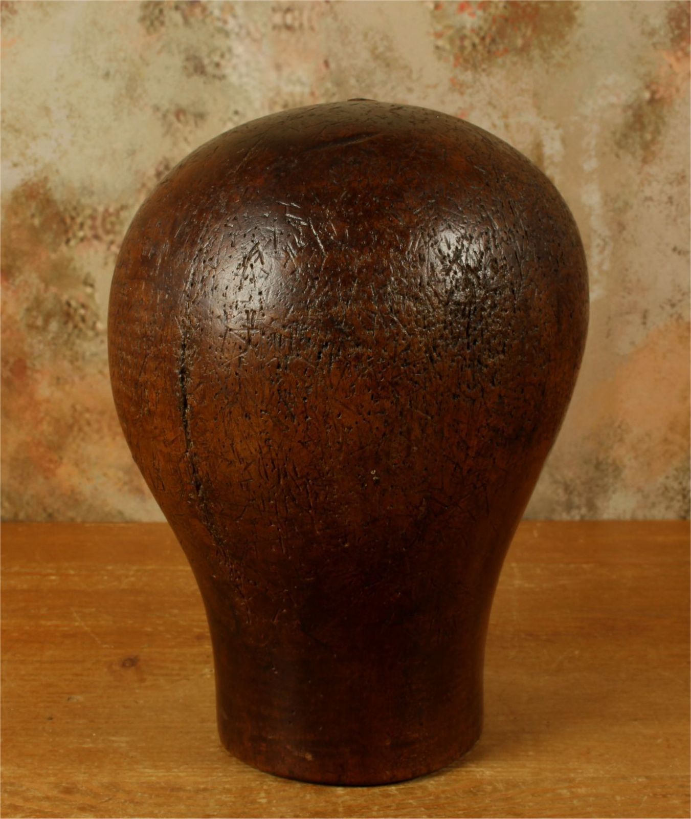 Antique Dark Wood Hat Block. French Milliner's 54 Head Wig Display. photo furniture