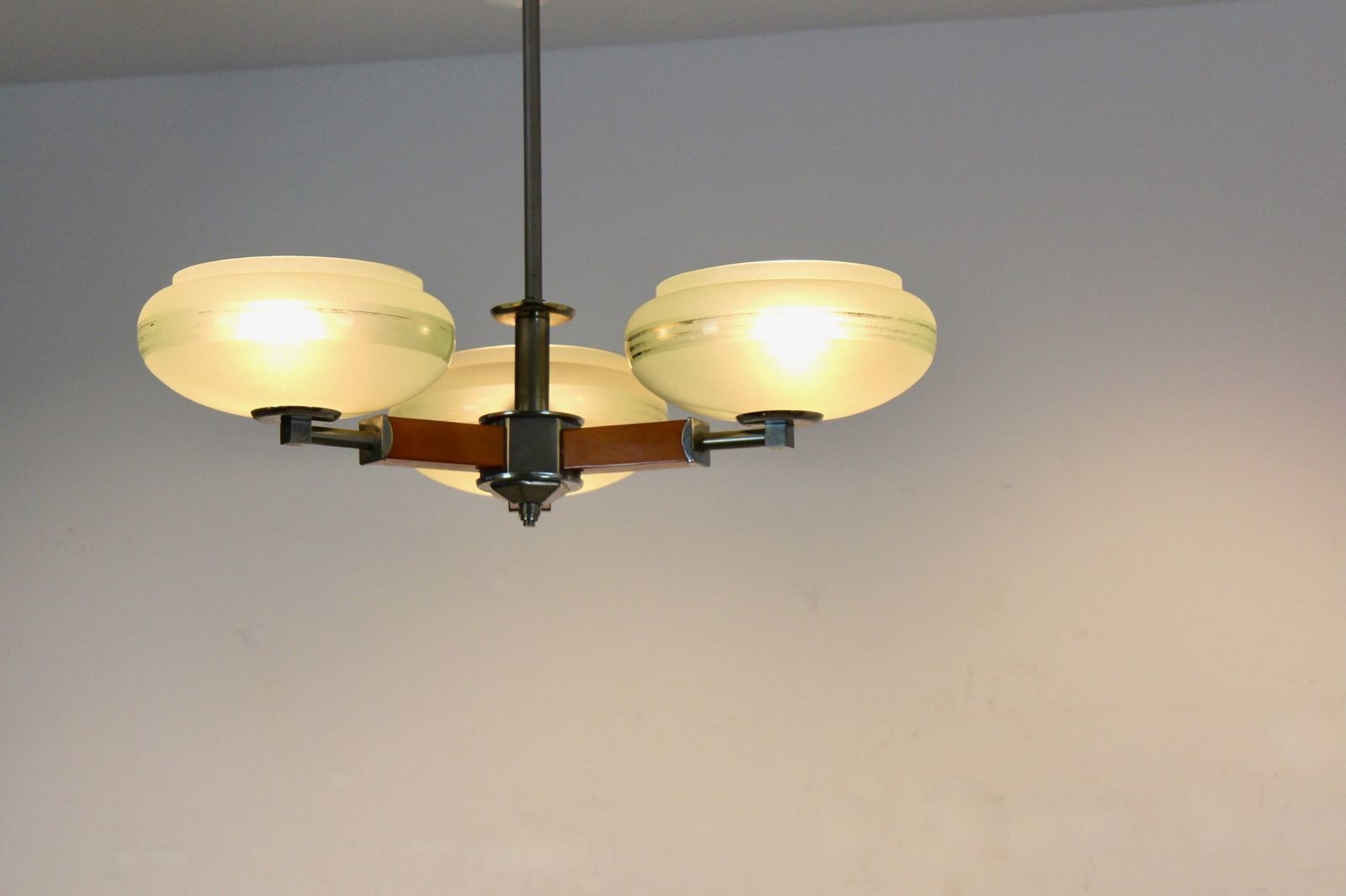photo for sale Czechoslovak Functionalist Art Deco Chandelier, Circa 1930–1935