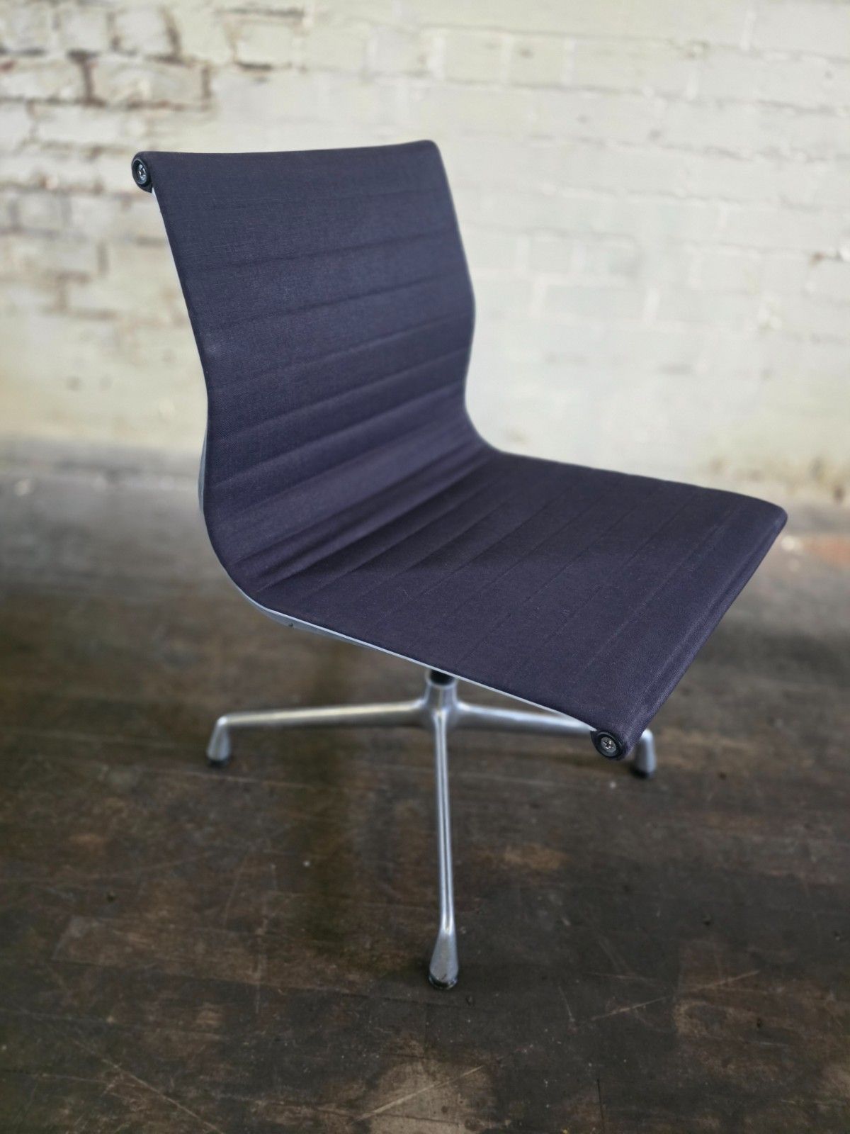 Pair Of Mid Century Vitra Ea 105 Office Chairs In Navy photo vintage