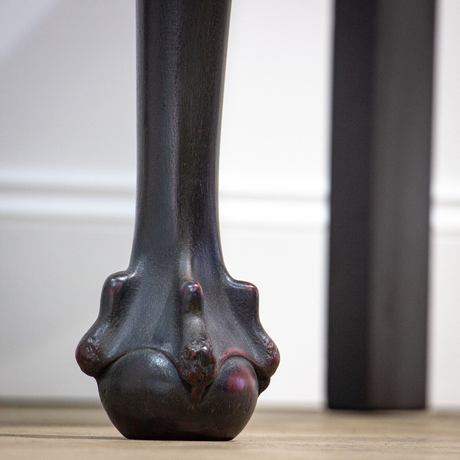Pair Of Ball & Claw Foot Ebonised Demi Lune Tables photo for sale