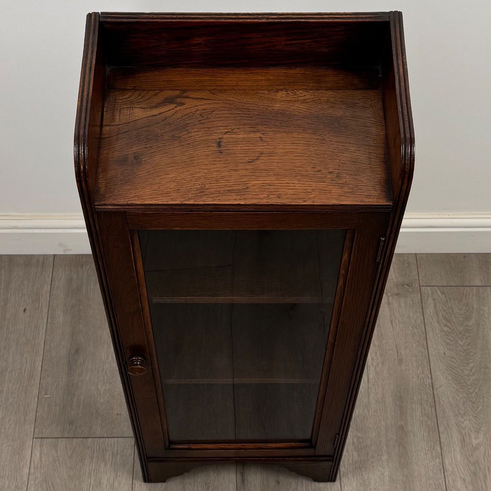 photo for sale Antique 20th Century Fine Quality Narrow Oak Display Cabinet