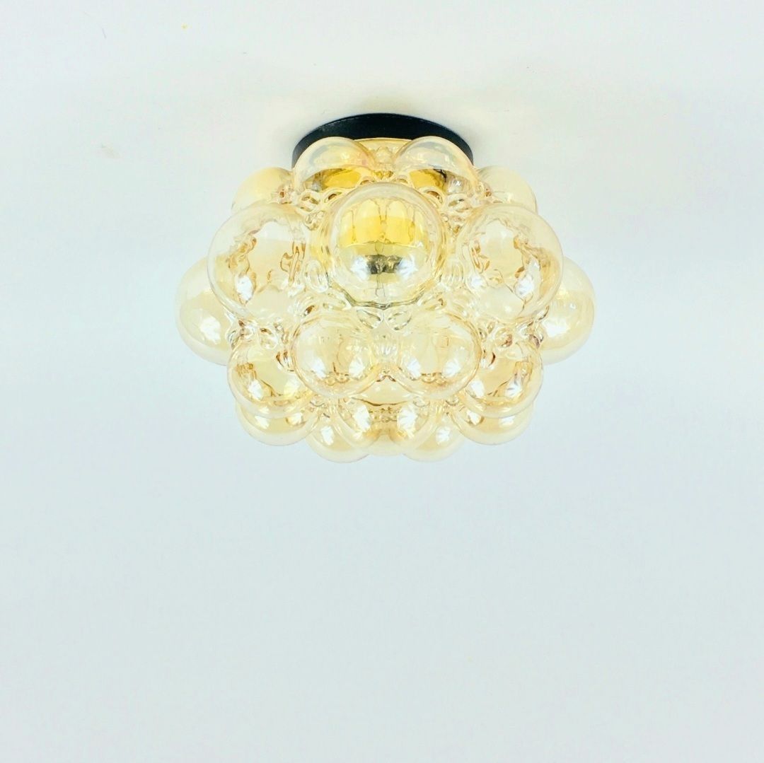 Pair Of Mid Century Amber Bubble Glass Ceiling Lights By Helena Tynell For Limburg, Germany, 1970s photo Lighting