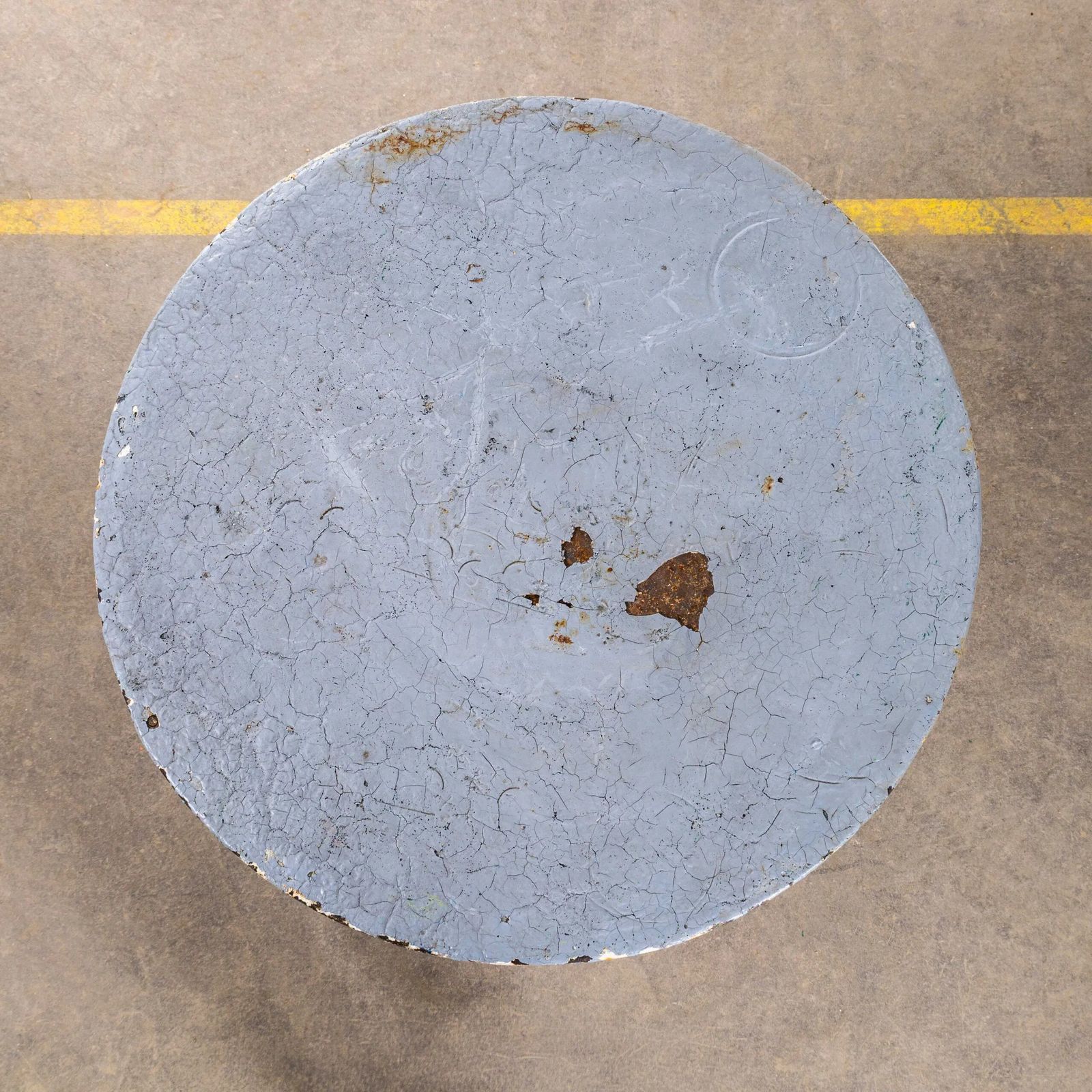 1950’s French Grey Metal Round Outdoor Small Gueridon Table photo for sale