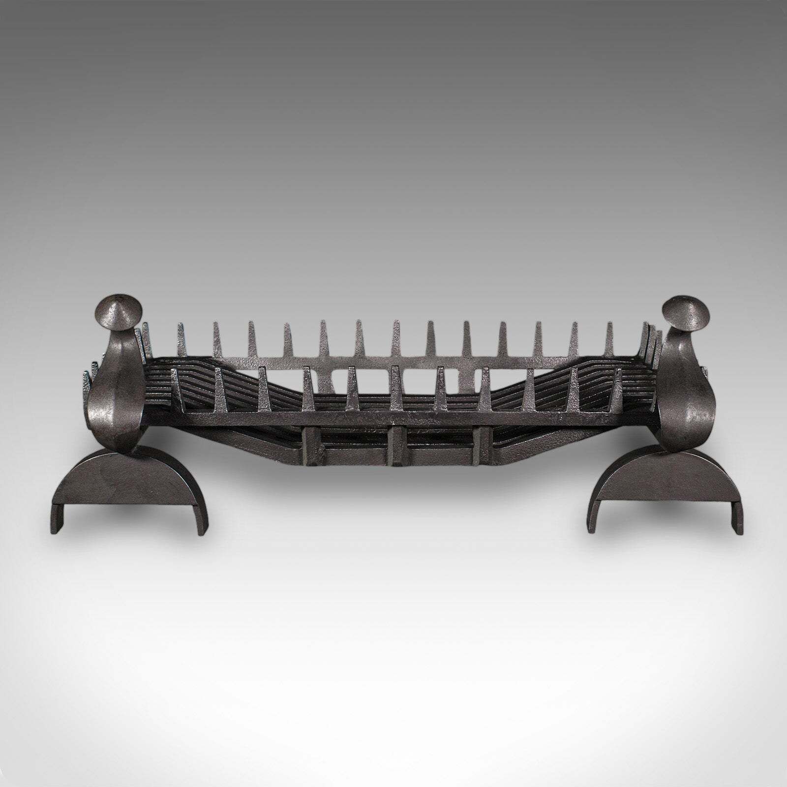 Large Antique Fireplace Set, English, Fire Basket, Andirons, Gothic, Edwardian photo furniture