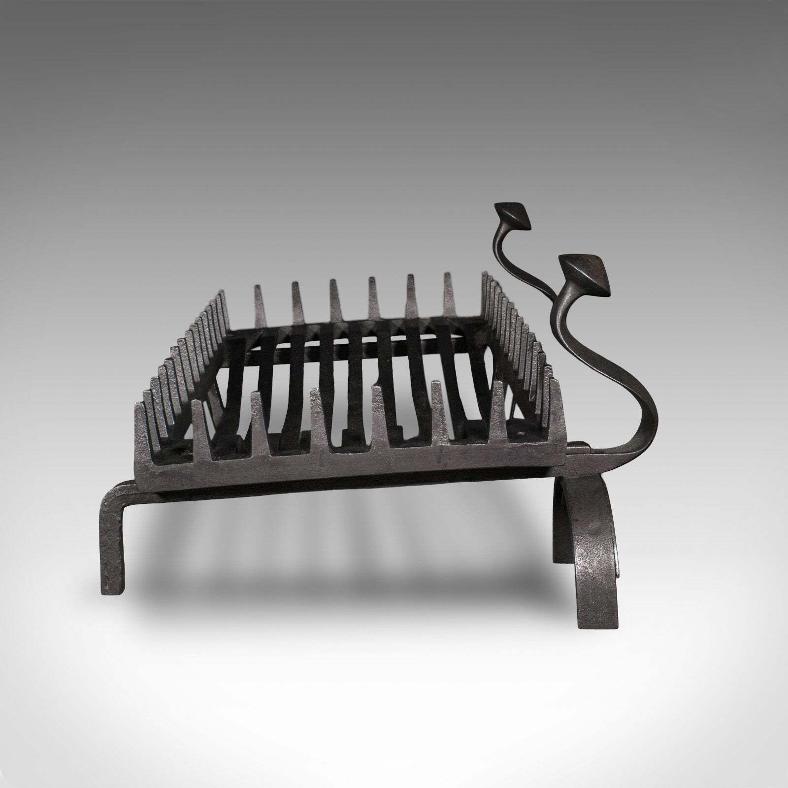 Large Antique Fireplace Set, English, Fire Basket, Andirons, Gothic, Edwardian photo for sale
