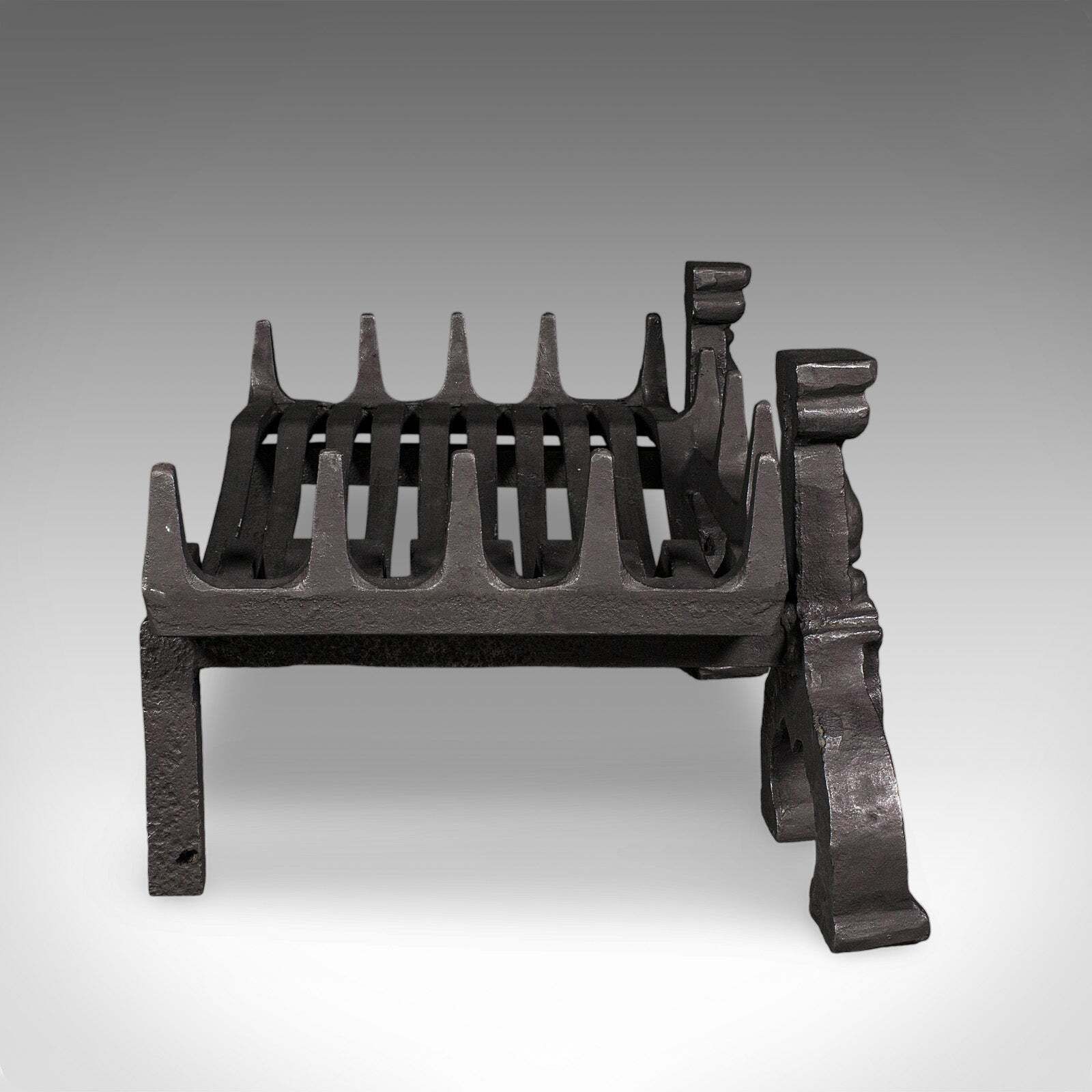 Antique Fireplace Hearth Set, English, Fire Basket, Andirons, Victorian, C.1870 photo for sale