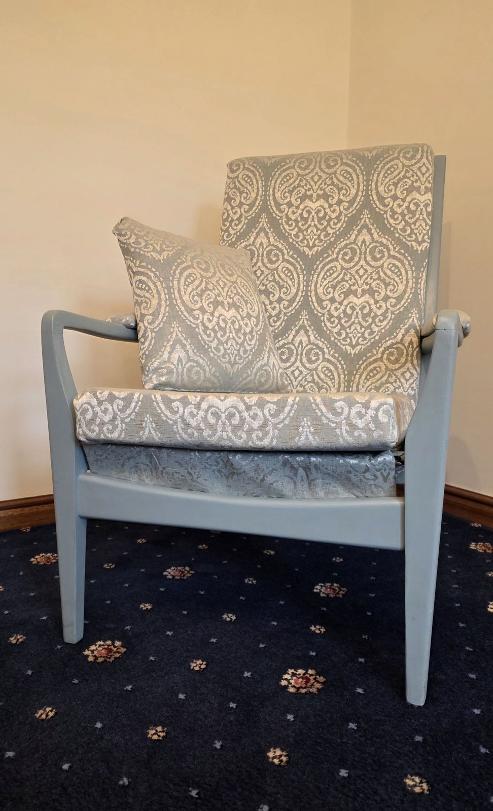 Furniture 1960s Cintique High Back Chair In Prestigious Textiles ‘Emotion Marine’ photo