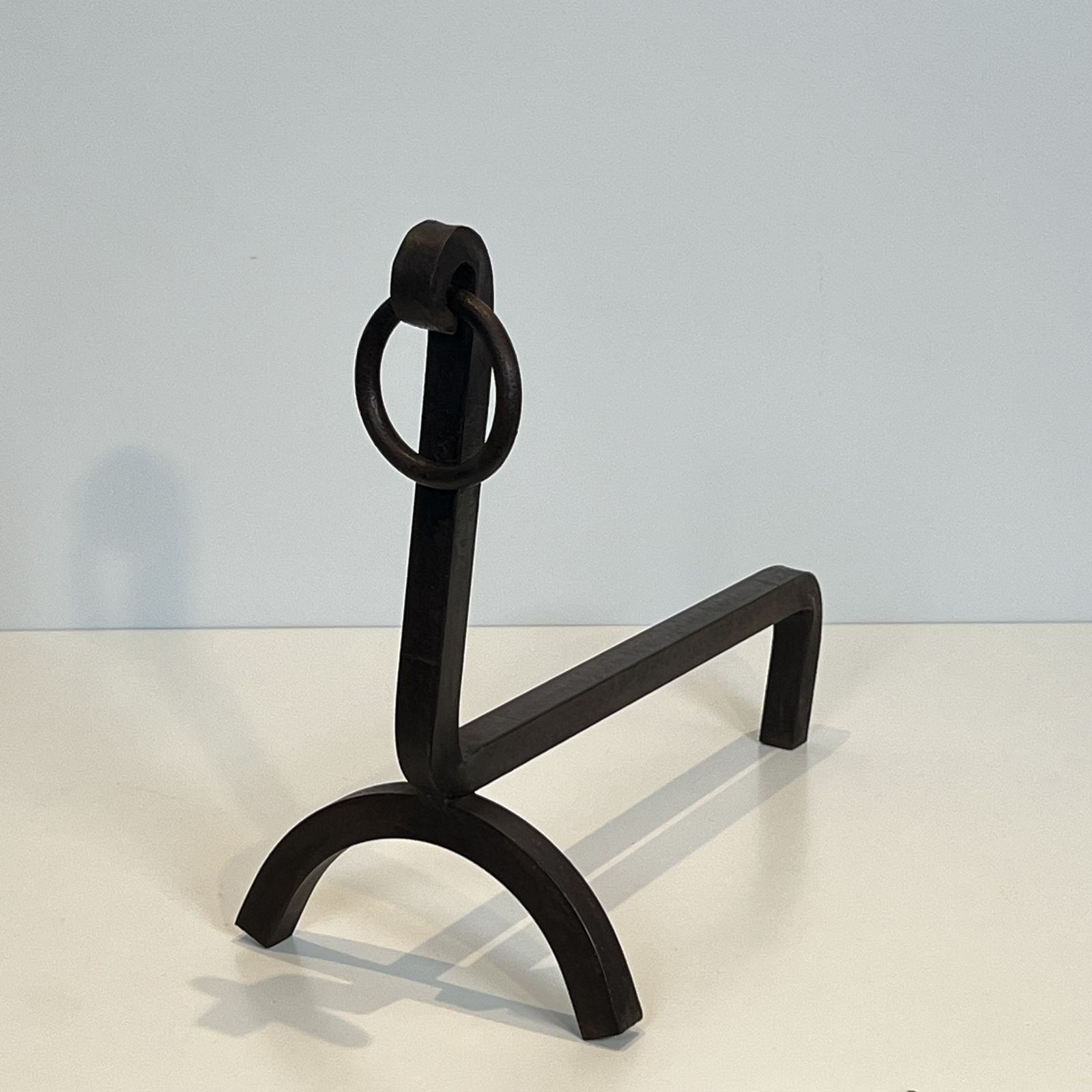 Pair Of Modernist Wrought Iron Andirons photo buy