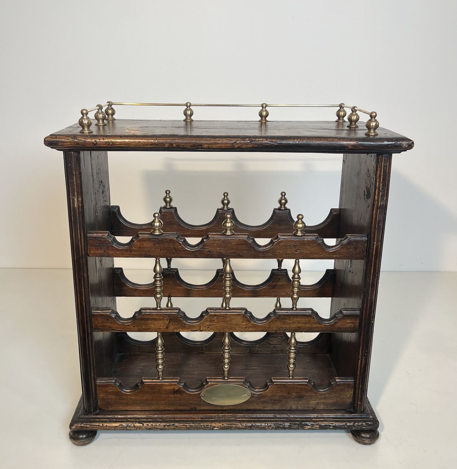 Wooden And Brass Bottle Holder