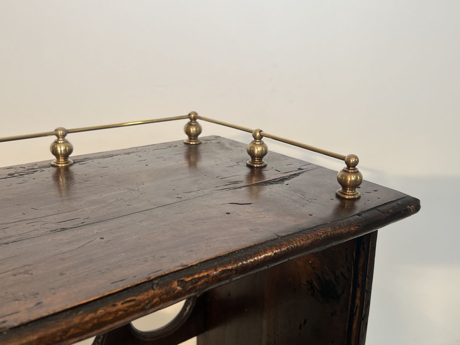 Wooden And Brass Bottle Holder photo vintage