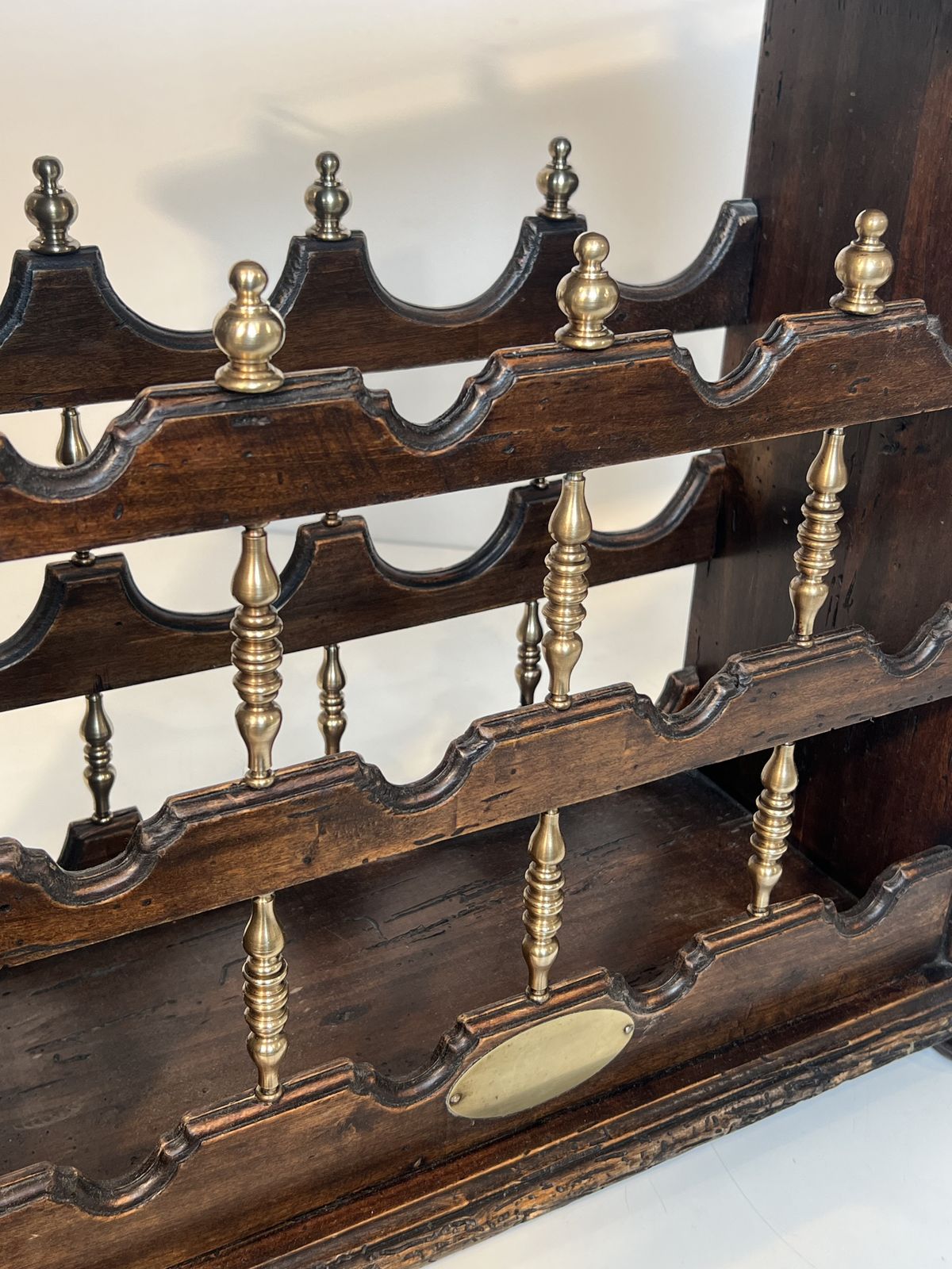 photo for sale Wooden And Brass Bottle Holder