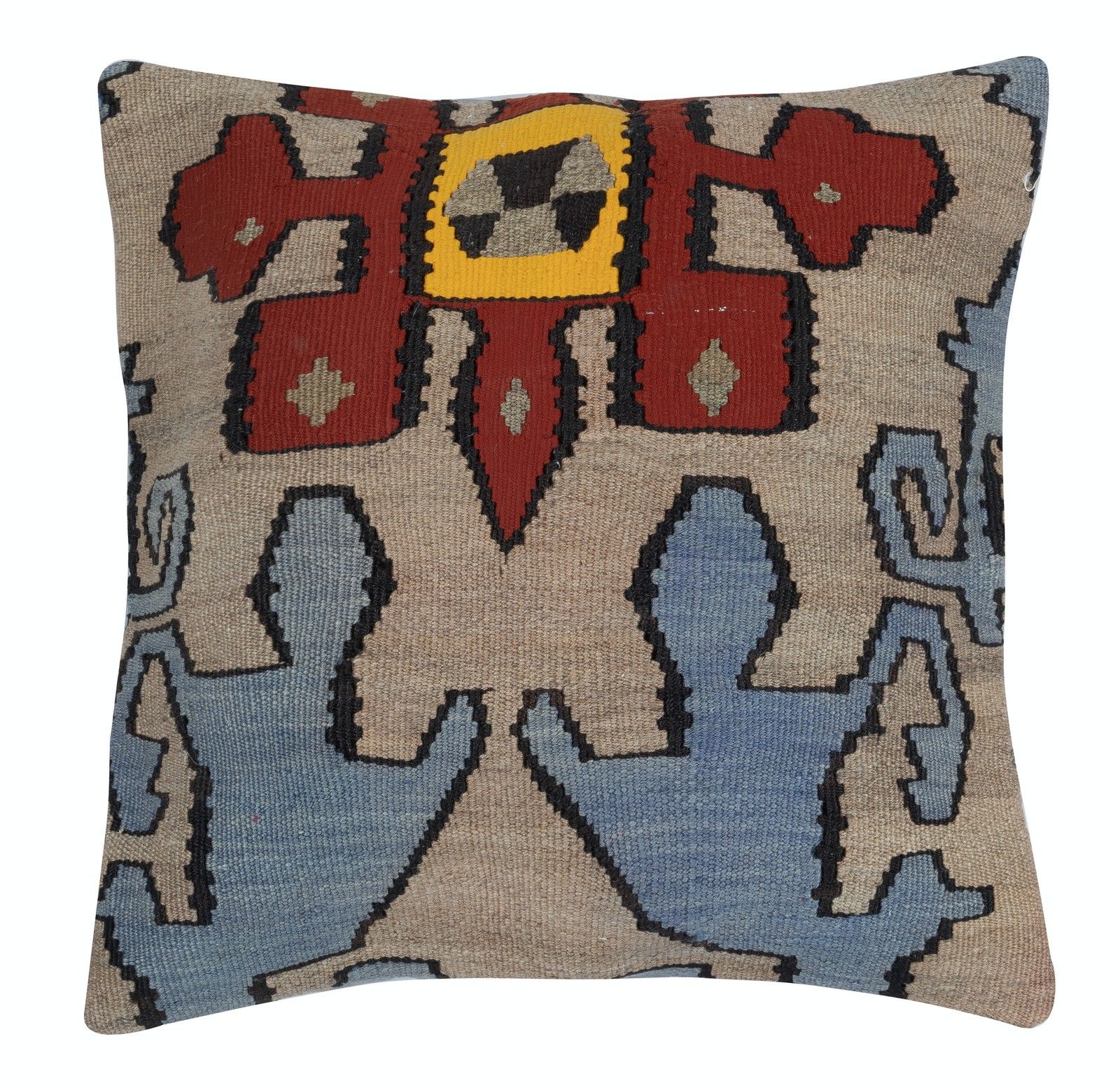22"X22" Kilim Cushion Cover. Handwoven Turkish Accent Pillow. Wool Throw Pillow