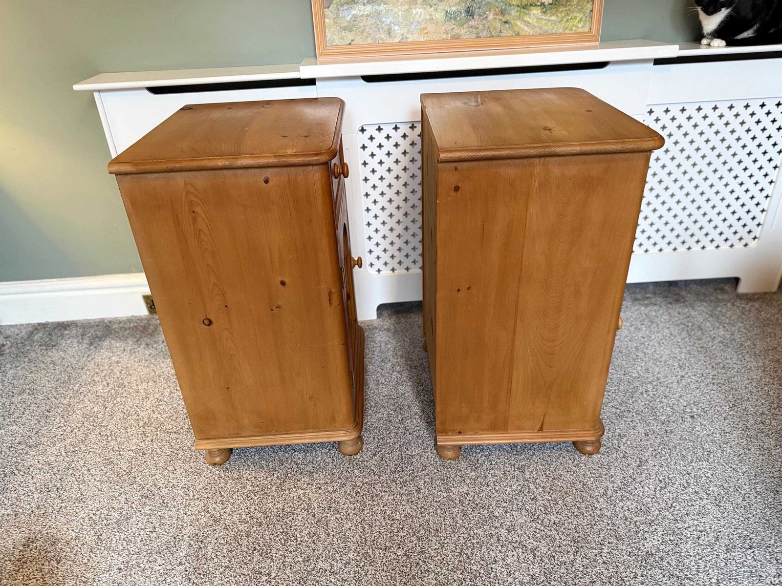 Pair Of Antique Victorian Pine Pot Bedside Tables Chests Lamp Stands photo vinterior