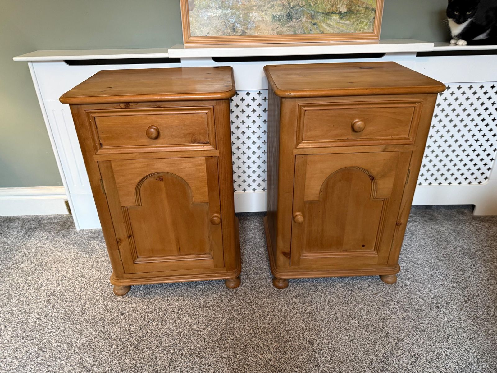 photo furniture Pair Of Antique Victorian Pine Pot Bedside Tables Chests Lamp Stands